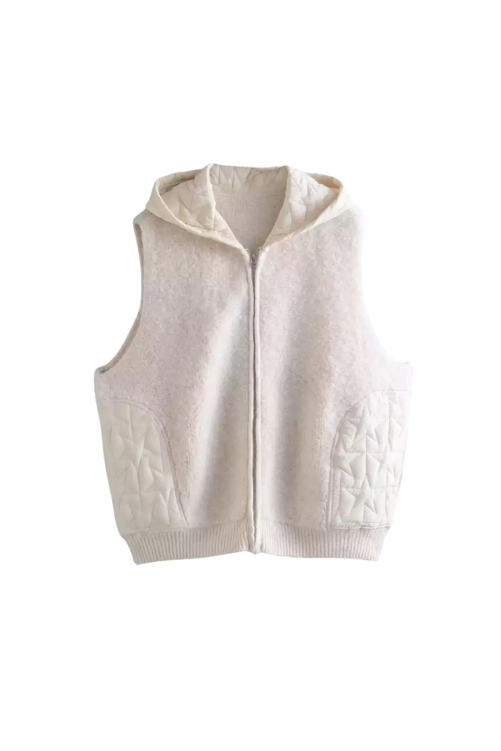 ‘ Dominic’ Knitted Hooded Zipper Vest with Pockets