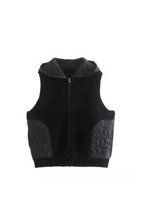 ‘ Dominic’ Knitted Hooded Zipper Vest with Pockets