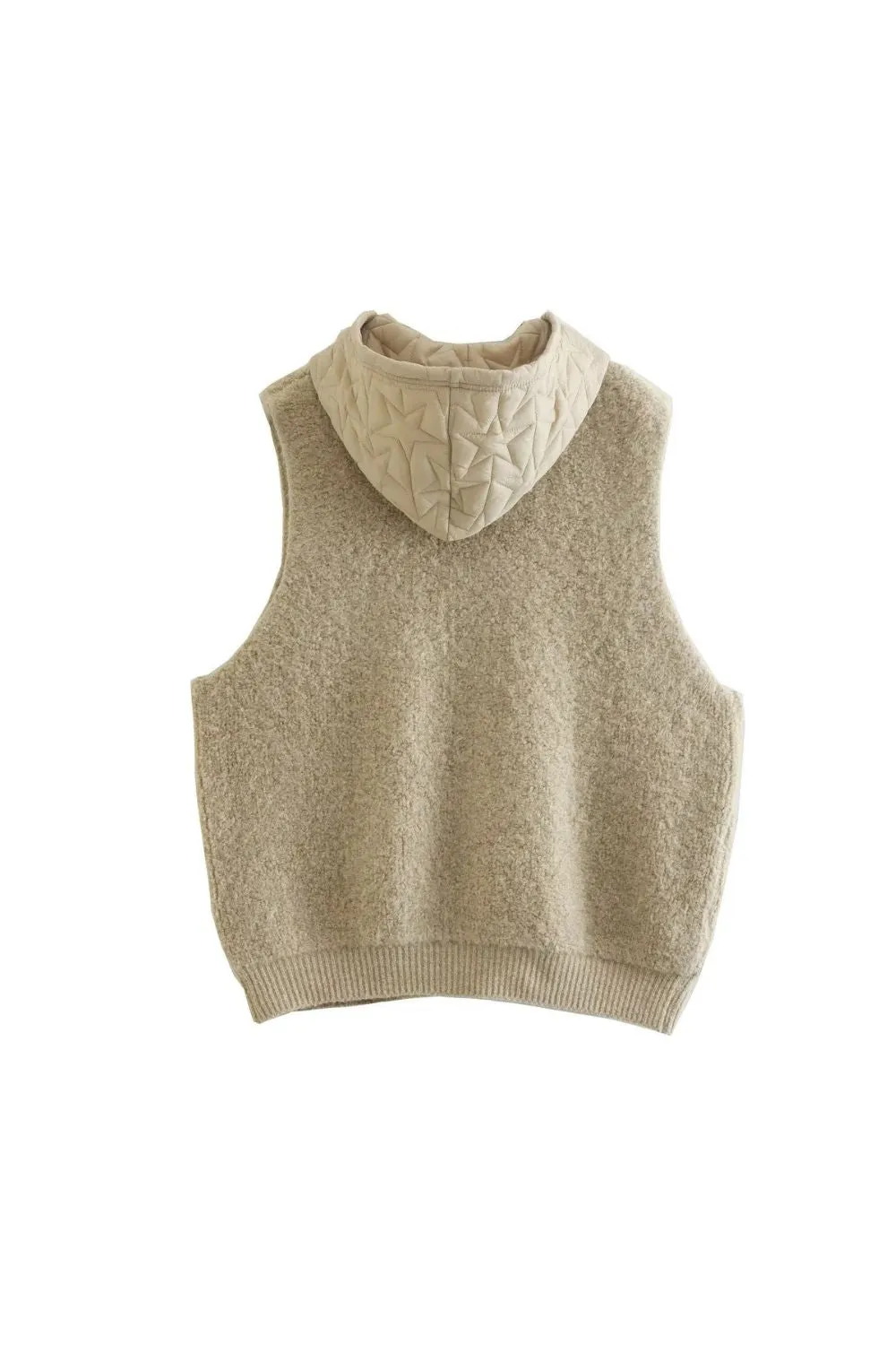 ‘ Dominic’ Knitted Hooded Zipper Vest with Pockets