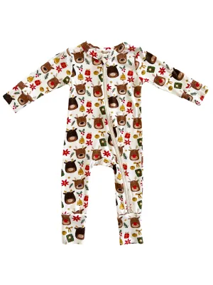 2-Way Convertible Zip Romper, Reindeer Friends