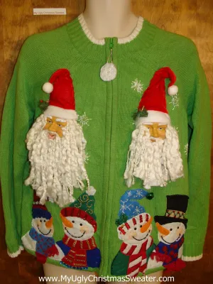 3D Santas Green Ugly Christmas Sweater