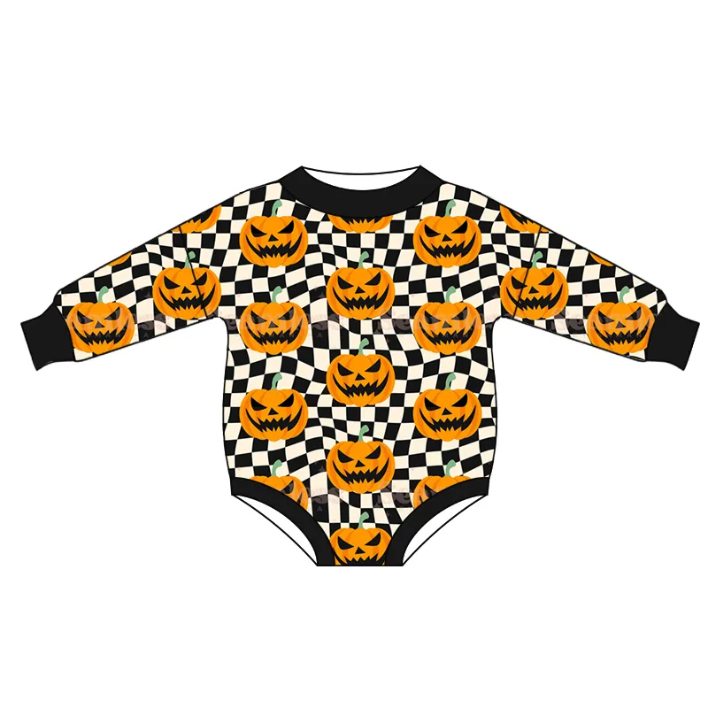 8.2 pre-order pumpkin plaid long sleeve onesie LR0638