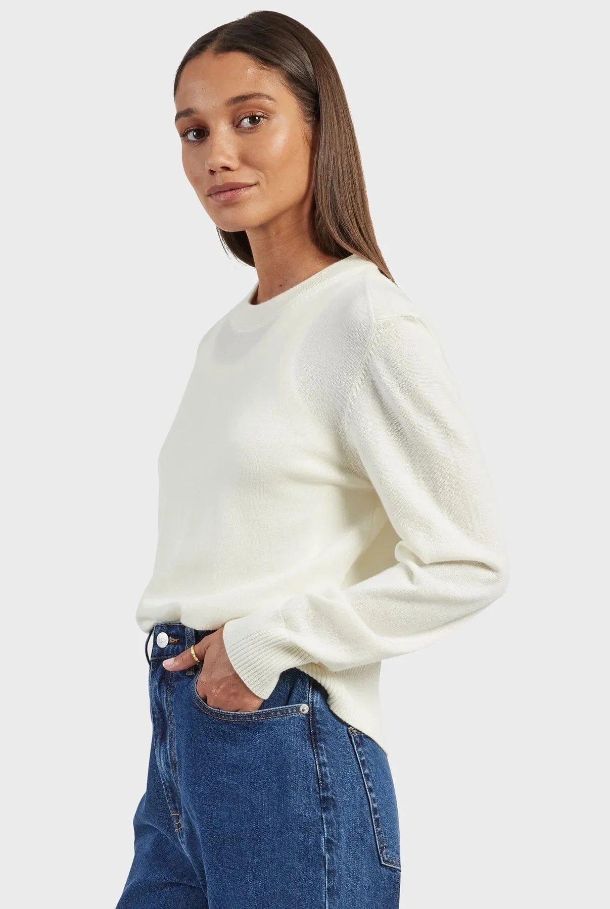 Academy Brand Women's Merino Crew - Winter White