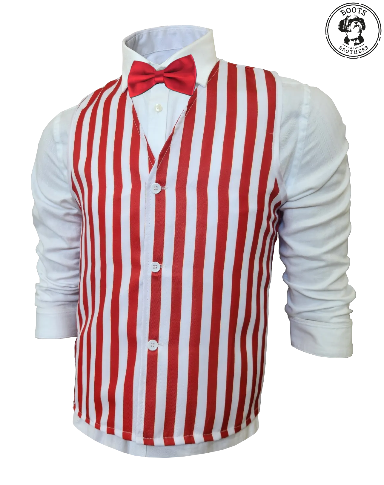 Adults Red & White Striped Vest