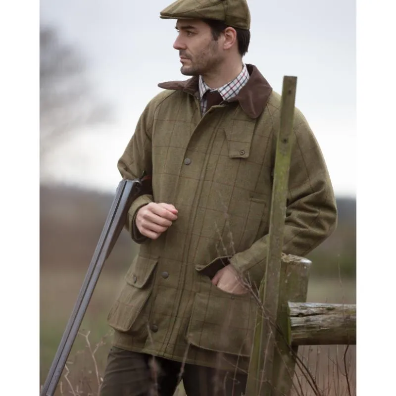 Alan Paine Rutland Mens Tweed Waterproof Shooting Coat - Lichen