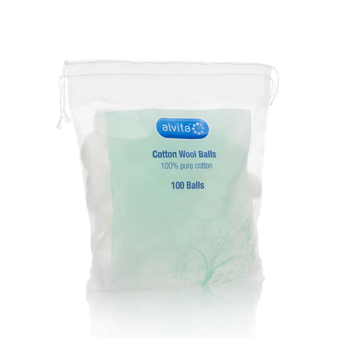 Alvita Cotton Wool Balls (Insert Pad) Pack of 100 (T)