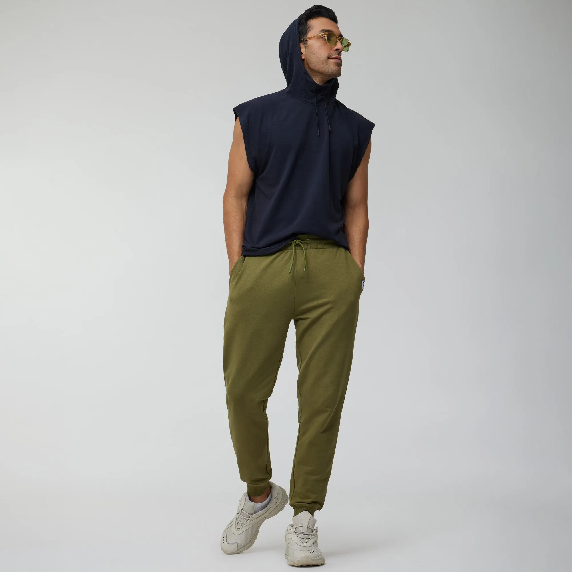 Ascent French Terry Cotton Blend Joggers Olive Green