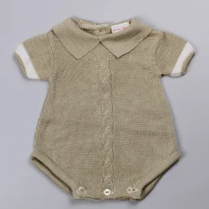 Baby Boy Knitted Romper - Beige