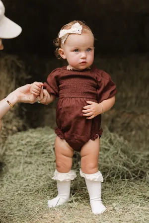 Baby Lani Romper in Brown - FINAL SALE