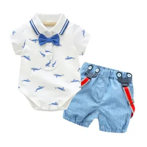 Baby Romper Set with cute Little Whales Prints