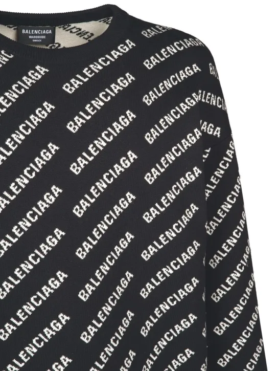 Balenciaga   All over logo cotton blend knit sweater 