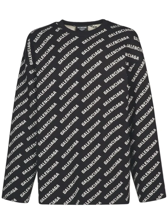 Balenciaga   All over logo cotton blend knit sweater 