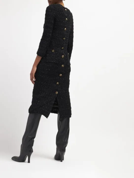 Balenciaga   Back-to-front wool blend tweed dress 