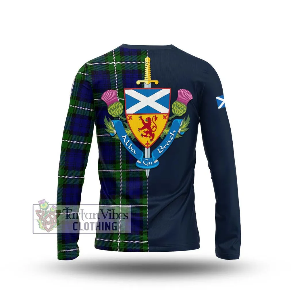 Bannerman Tartan Long Sleeve T-Shirt Alba with Scottish Lion Royal Arm Half Style