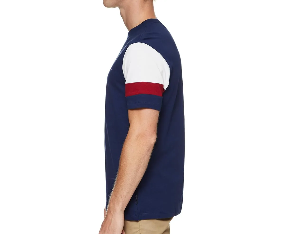 BEN SHERMAN Men's Splice Sleeve T-Shirt in Peacoat