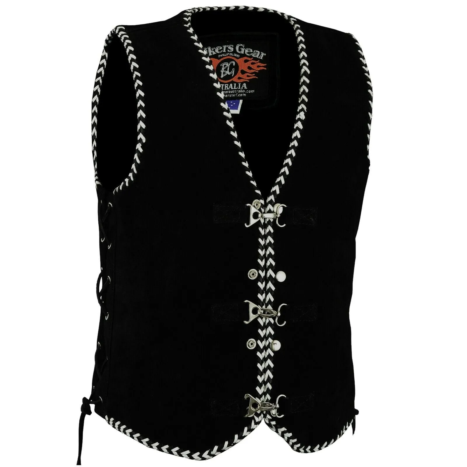 BGA Legacy Motorcycle Suede Spanish Braid with Metal Clips Vests