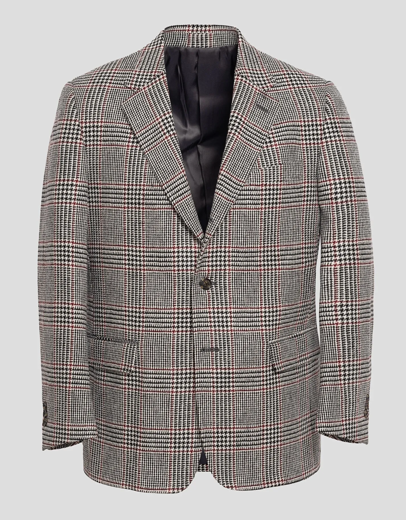 BLACK AND WHITE PLAID W/RED DECO SPORT COAT