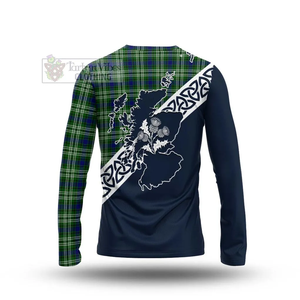 Blackadder Tartan Long Sleeve T-Shirt Featuring Thistle and Scotland Map