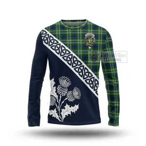 Blackadder Tartan Long Sleeve T-Shirt Featuring Thistle and Scotland Map