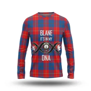 Blane Tartan Long Sleeve T-Shirt with Family Crest DNA In Me Style