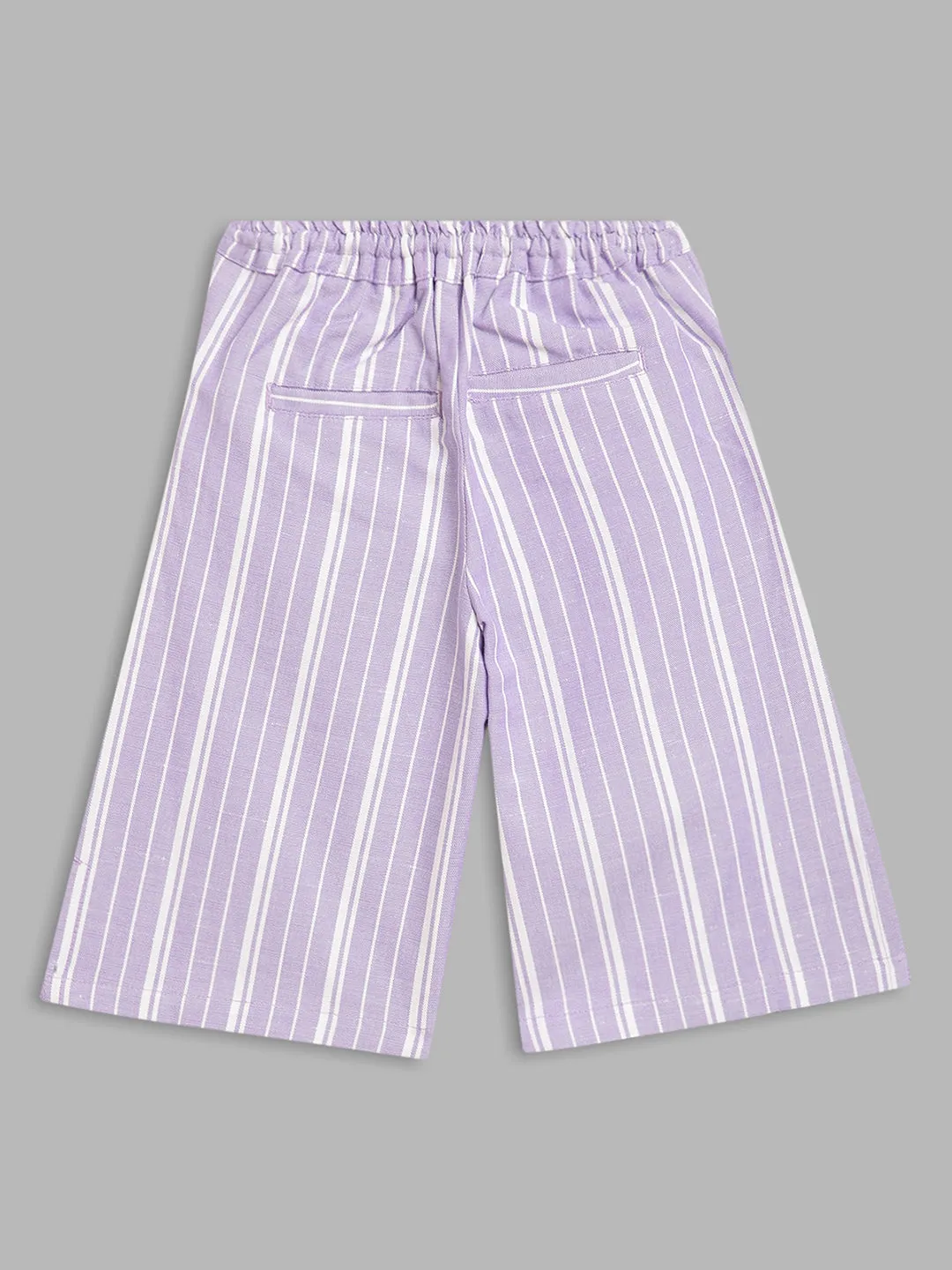 Blue Giraffe Girls Lilac Striped Straight Fit Trouser