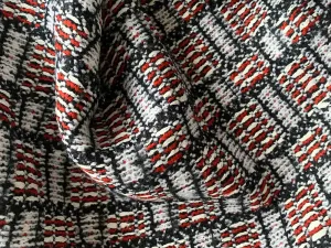 Bold Fringeable Red, Black & White Bouclé (Made In Spain)