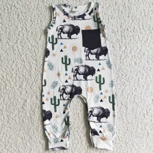 Boutique Infant Baby Boy Romper Cactus Cow Printed SR0071