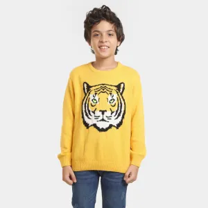 Boys Cotton Full Sleeves Sweater -Yellow