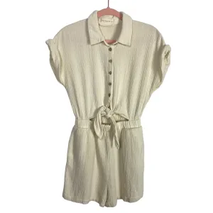 By Together Cream Muslin Cotton Front Cutout Romper- Size M (see notes)