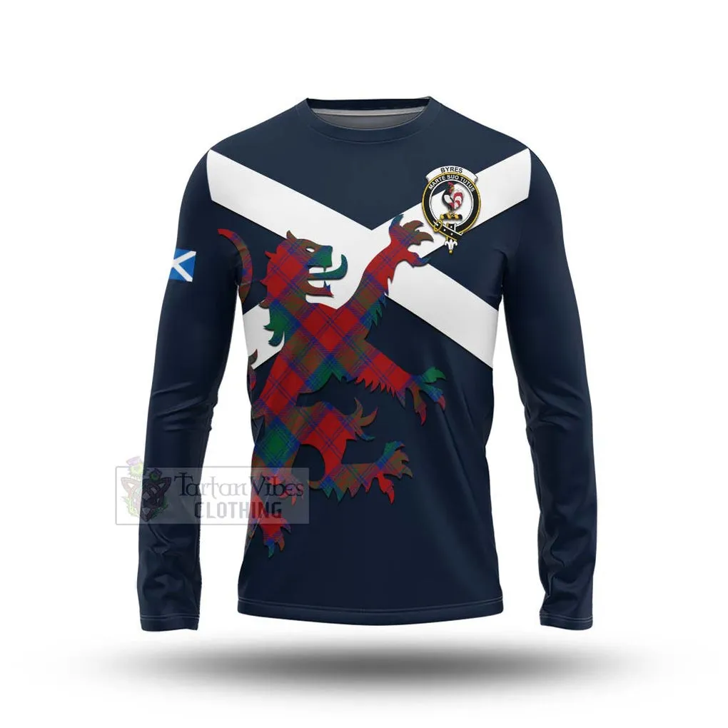 Byres (Byses) Tartan Lion Rampant Long Sleeve T-Shirt  Proudly Display Your Heritage with Alba Gu Brath and Clan Name