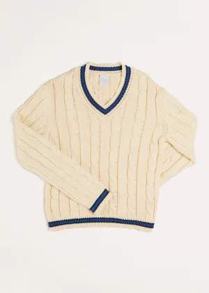 Cable Knit V-Neck Jumper in Cream (4-10yrs)