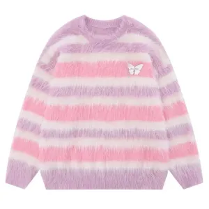 Candy Butterfly Fuzzy Sweater