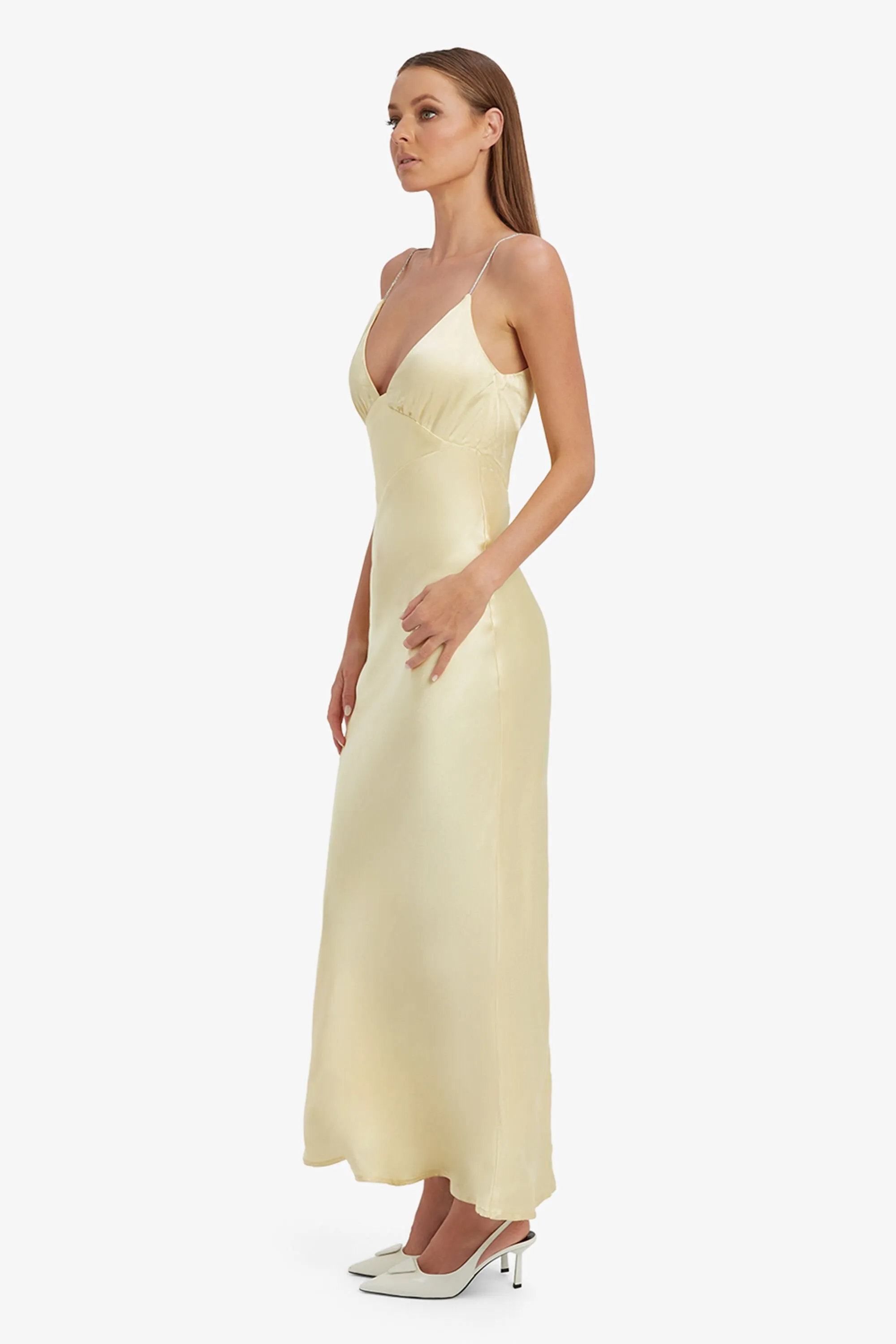 Capri Diamante Slip Dress - Canary Yellow