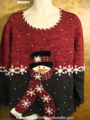 Carrot Nosed Snowman 2sided Novelty Funny Christmas Sweater