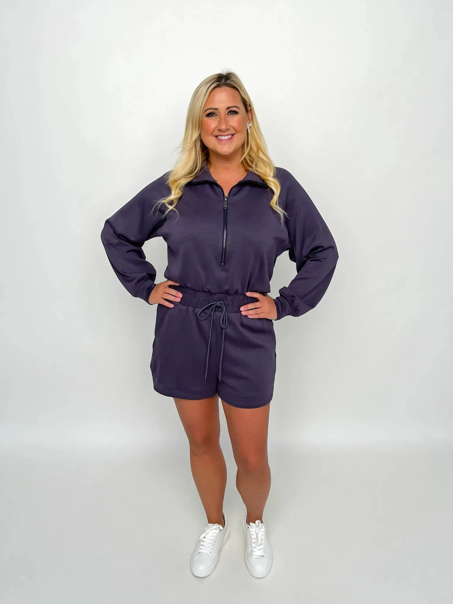 Charcoal Long Sleeve Romper