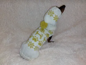 Christmas Pet Sweater and hat costume with dog paws, Snowflakes and Trees,Dachshund Dog Christmas Outfit Clothes