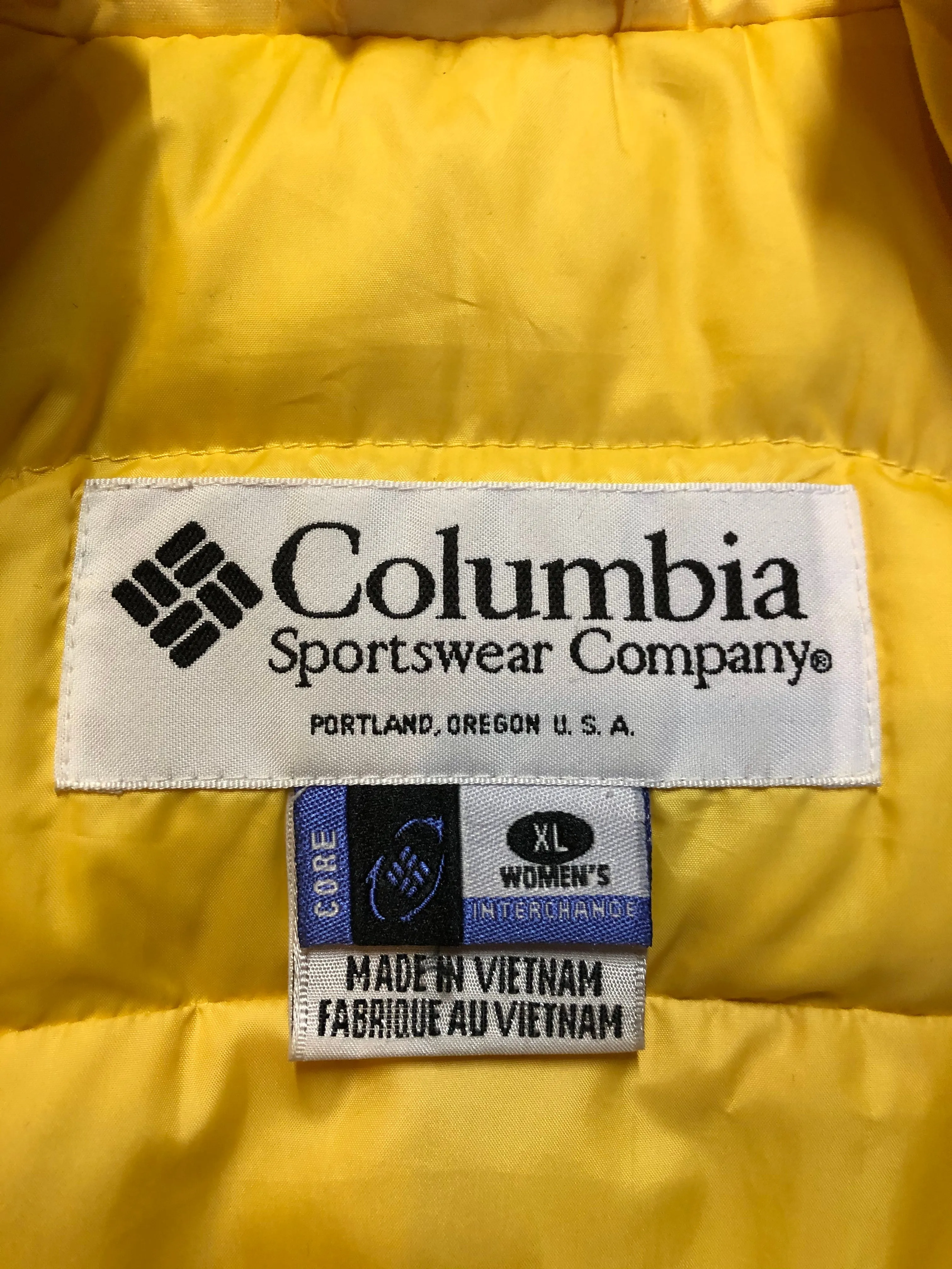 Columbia Pale Yellow Down Filled Puffer Vest