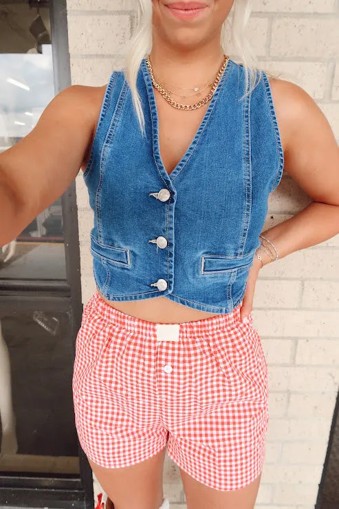 Denim Button Vest