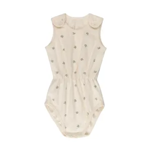 Ely's & Co Vintage Floral- Cream Leaf - Romper