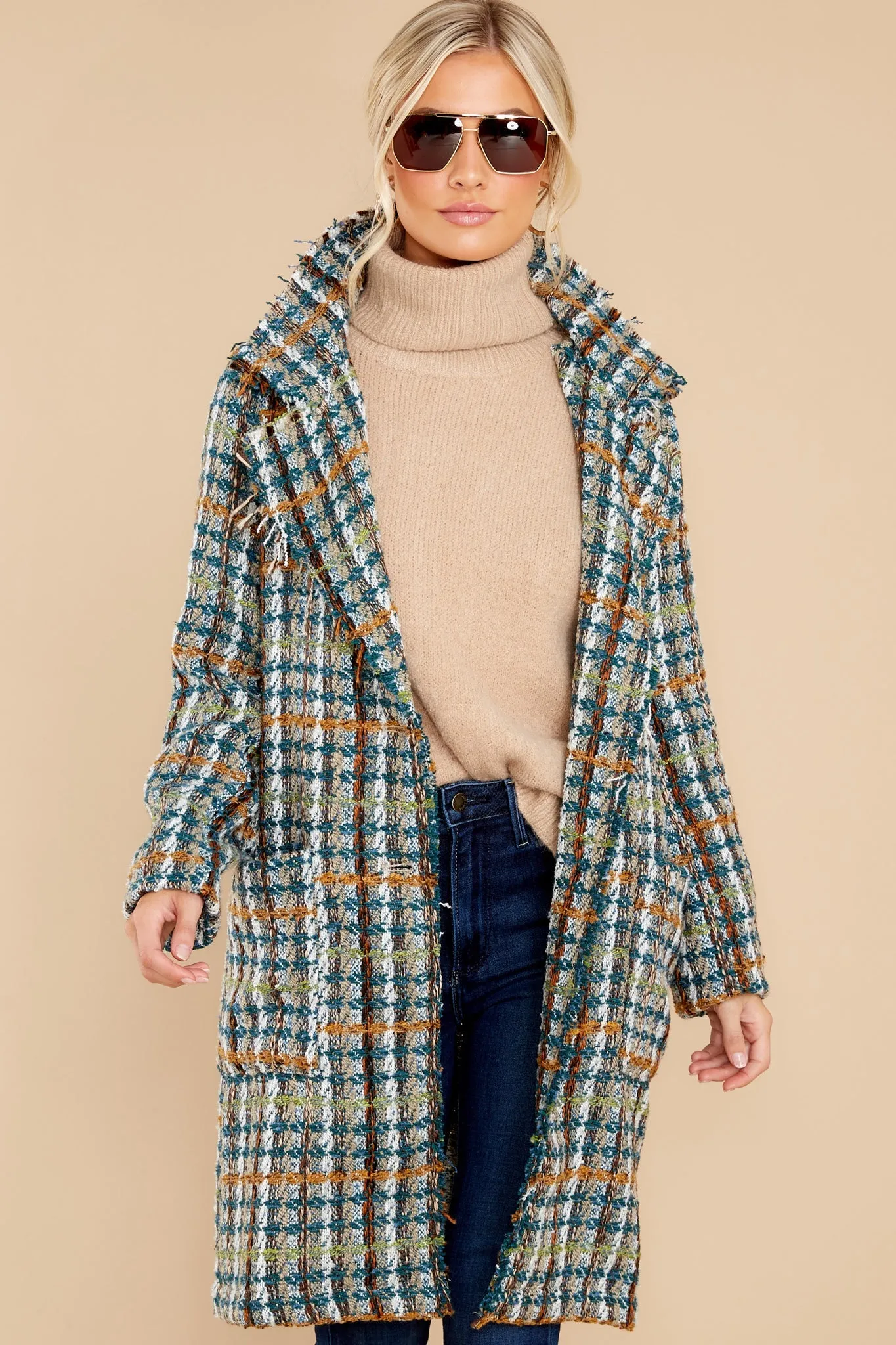 Every Enchantment Teal Multi Tweed Coat