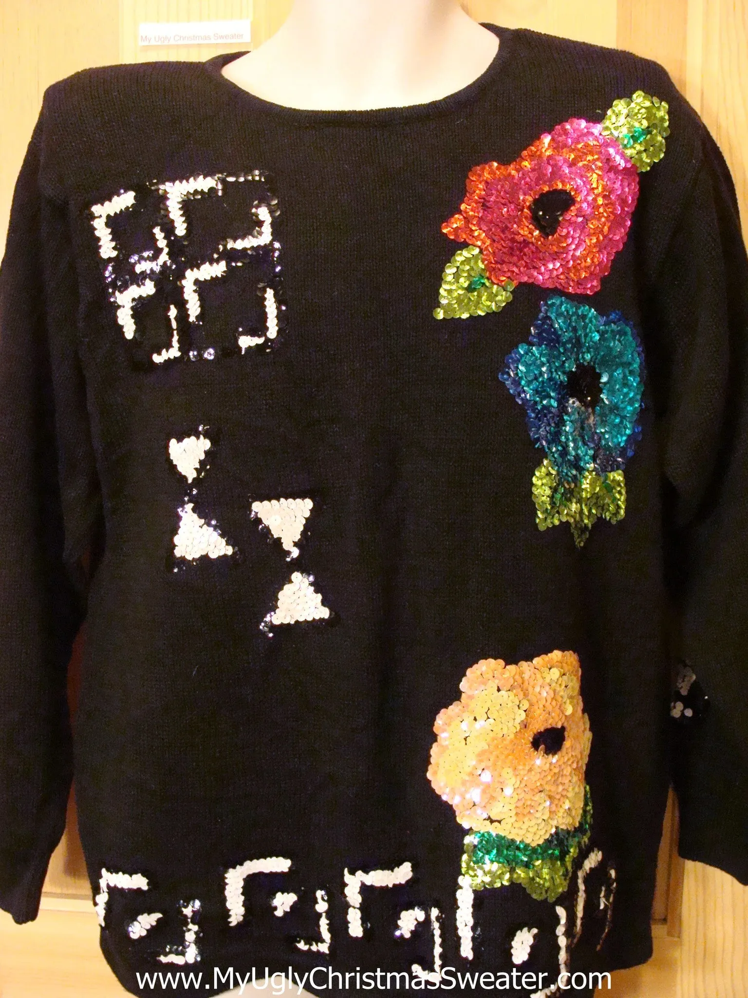 Funny Ugly Sweater 80s Padded Shoulders with Bling