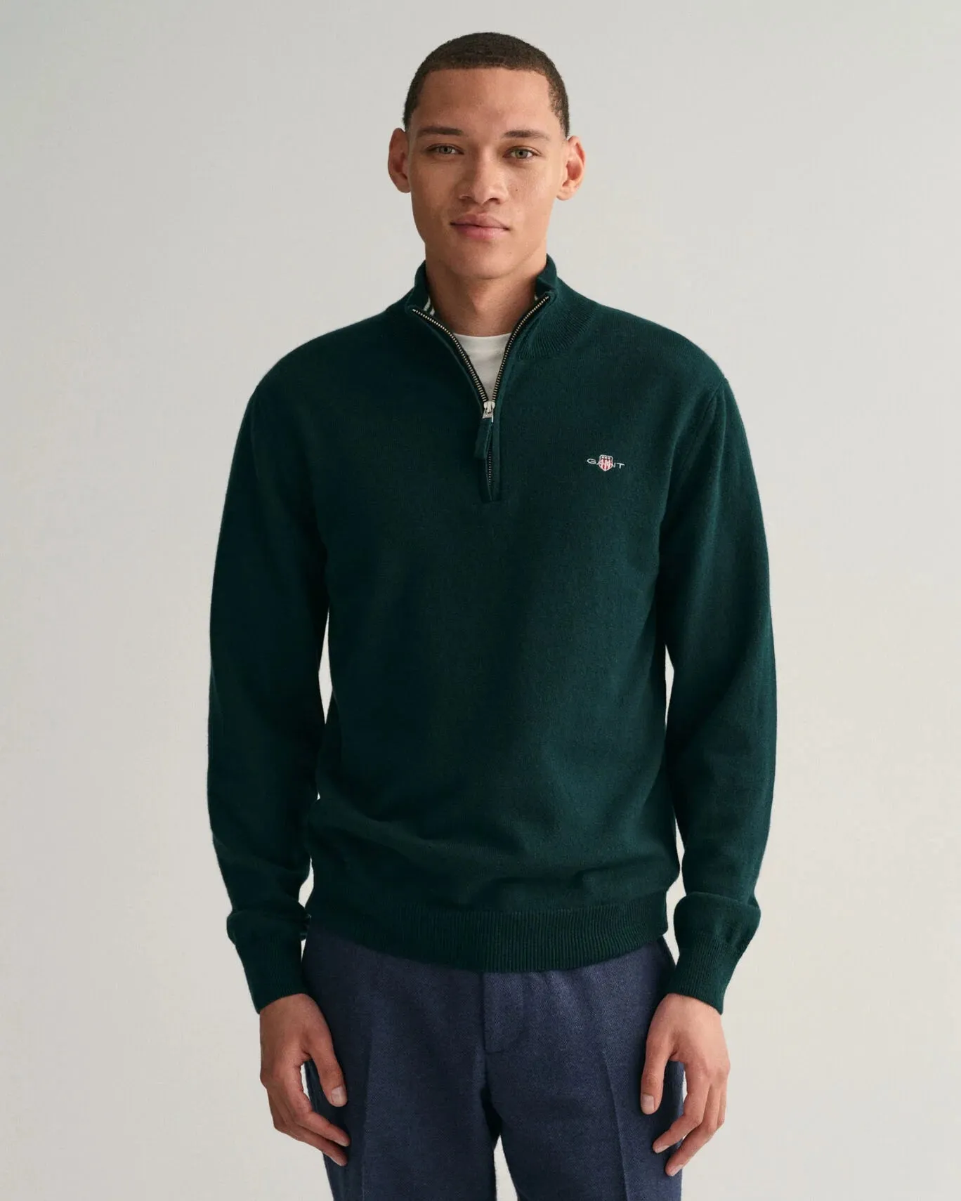 GANT - Super Fine Lambswool Half-Zip Sweater, Tartan Green