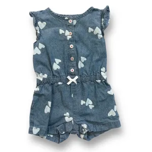 Girls Carter's Size 6 Months Denim Heart Print Button Romper