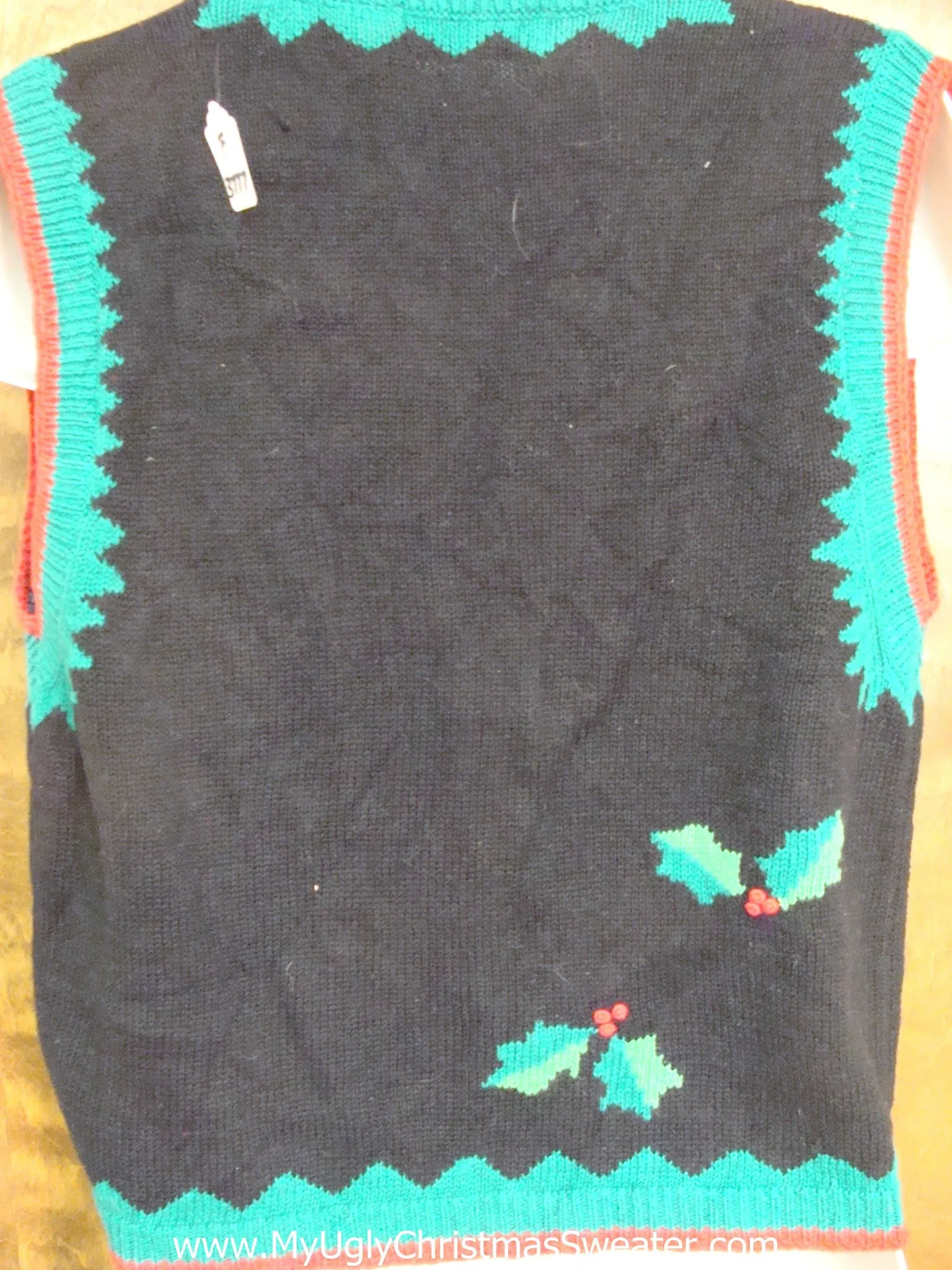 Green and Red Ivy Ugly Christmas Jumper Vest