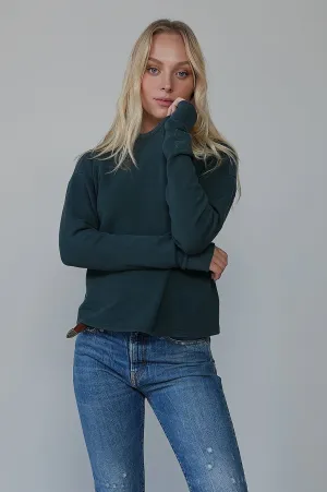 Green Cropped Long Sleeve Tee