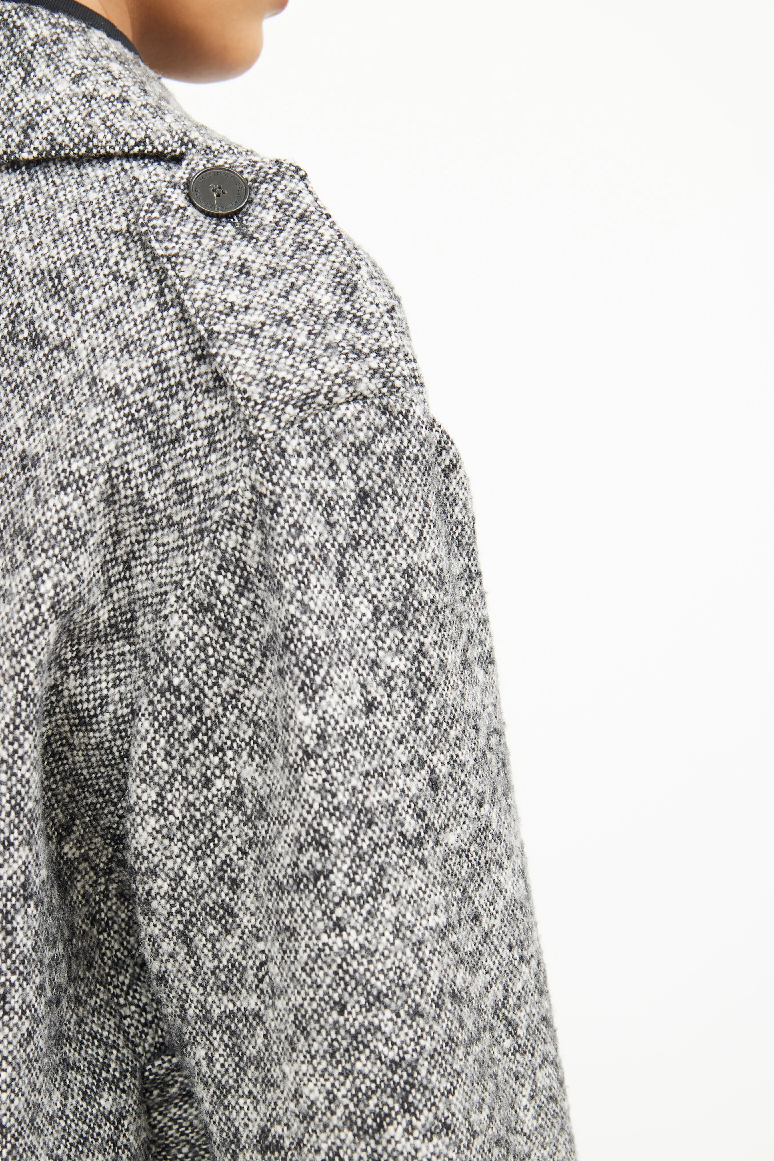 Grey & Black Wool Button Coat