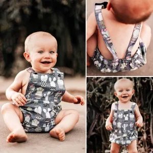 Grey Cactus Southwest Boys Baby Romper