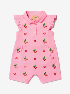 Gucci Baby Girls Cotton Cherry Logo Romper