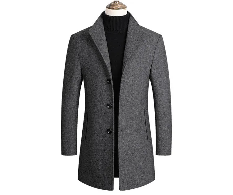 High Quality Men Coats Autumn Winter Solid Color Men's Wool Jacket