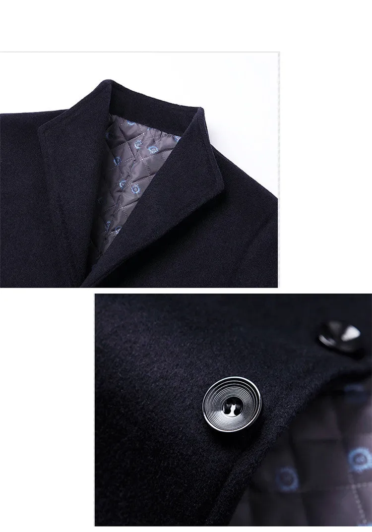 High Quality Men Coats Autumn Winter Solid Color Men's Wool Jacket